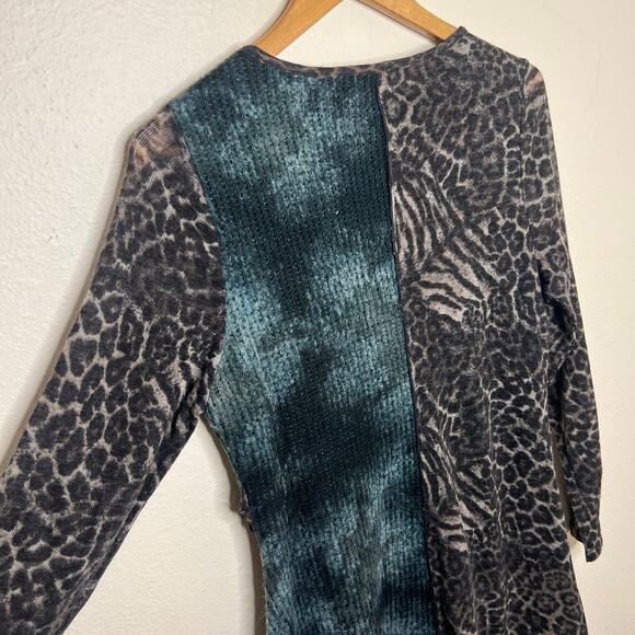 Adore Brown Gray Animal Print Tunic Medium - Picture 6 of 10